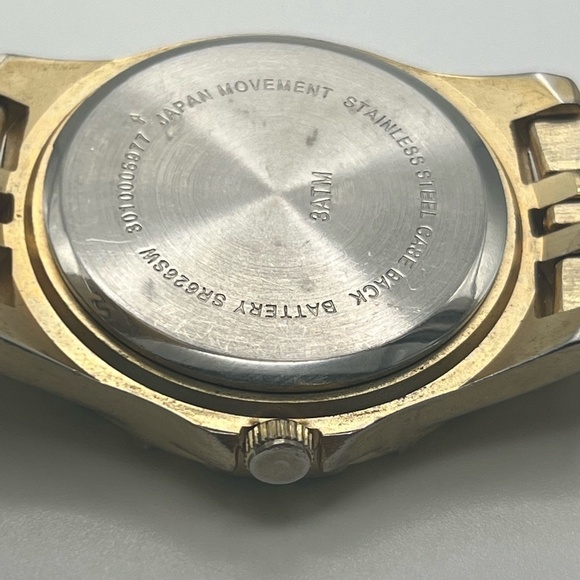 Water Resistant Mens Watch Two Tone Metal Link Bracelet Watch Working - Picture 7 of 7